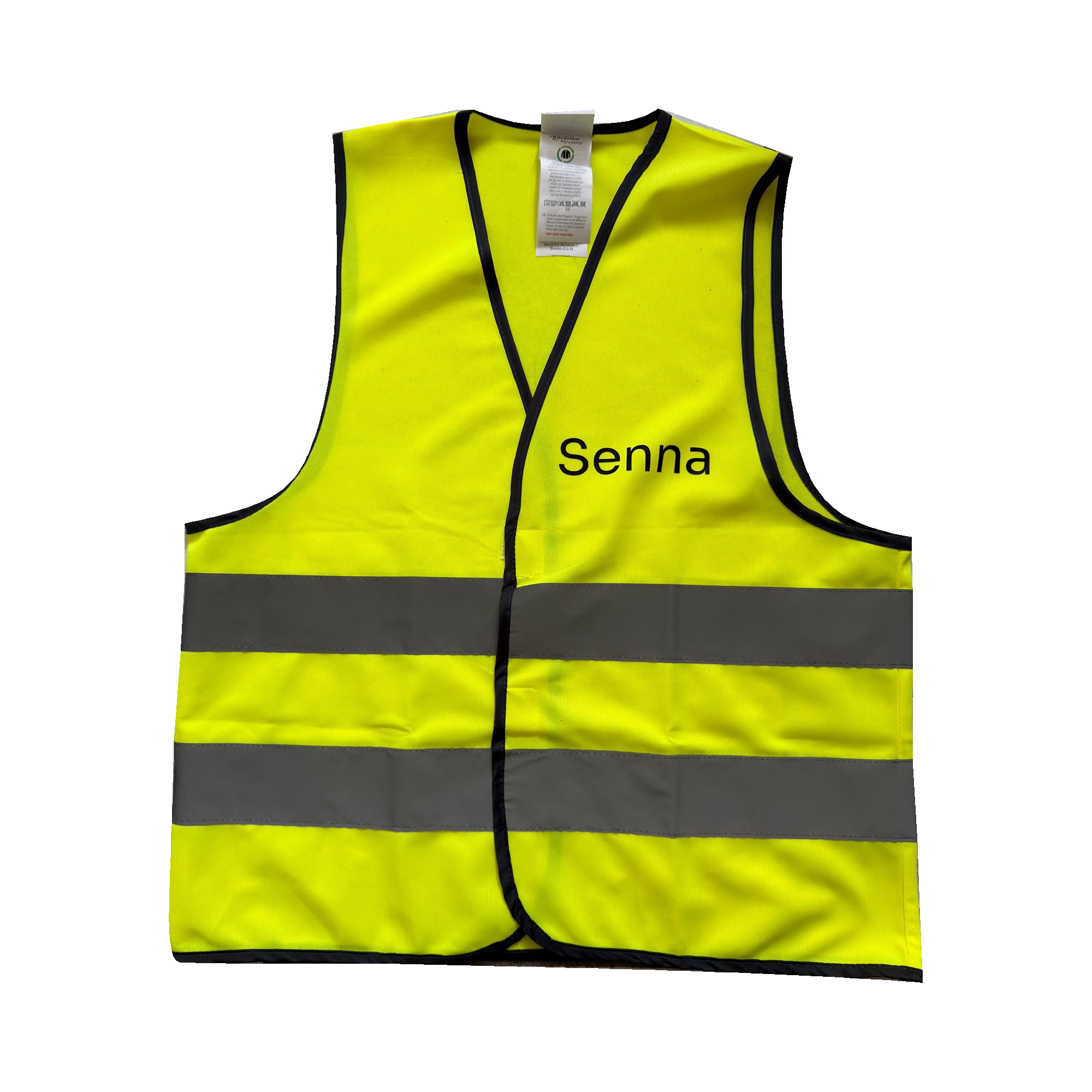 Fluohesje met bedrukking, voorzijde
