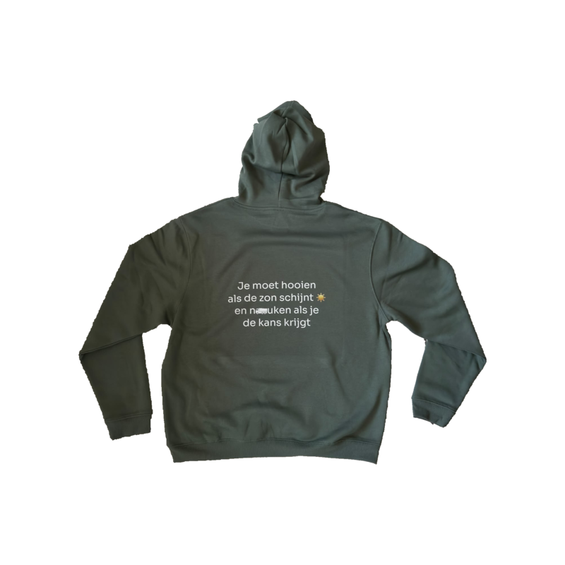 Groene hoodie met rugprint, achterzijde